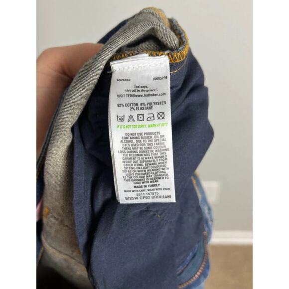 Ted Baker London Distressed Skinny Jeans Blue Stretch Denim Size 26 Women’s - Picture 4 of 6